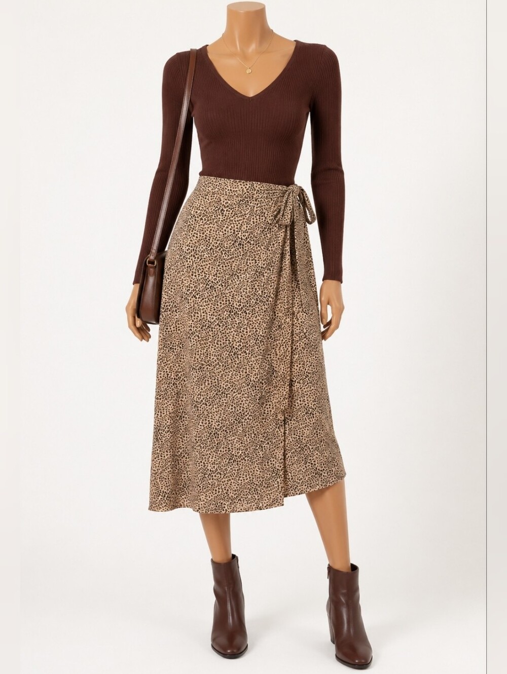 Kirious Los Angeles Cheetah Print Midi Wrap Skirt Large NWOT
